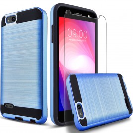 ZTE Blade Force Case, 2-Piece Style Hybrid Shockproof Hard Case Cover with [Premium Screen Protector] Hybird Shockproof And Circlemalls Stylus Pen (Blue)